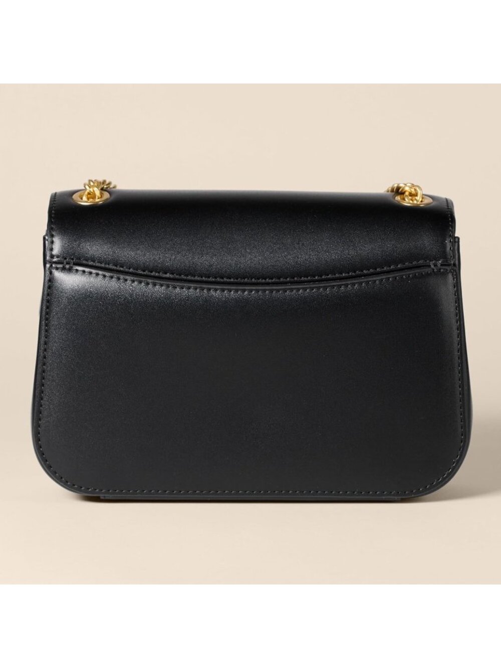 Women's Black Faux Leather Chain Metal Hardware Shoulder Adjustable Strap Bag - Picture 5 of 6